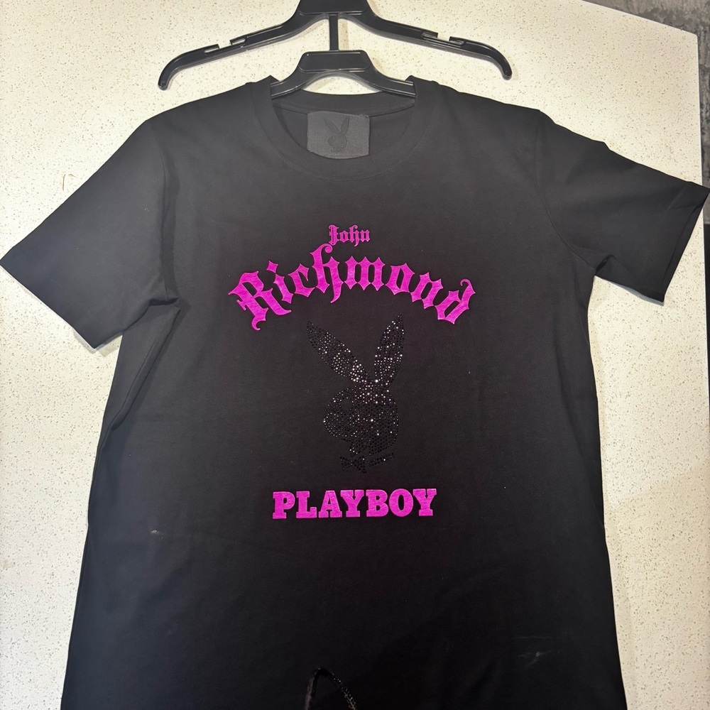 JOHN RICHMOND women's t-shirt with Playboy logo, size XL, brand new.